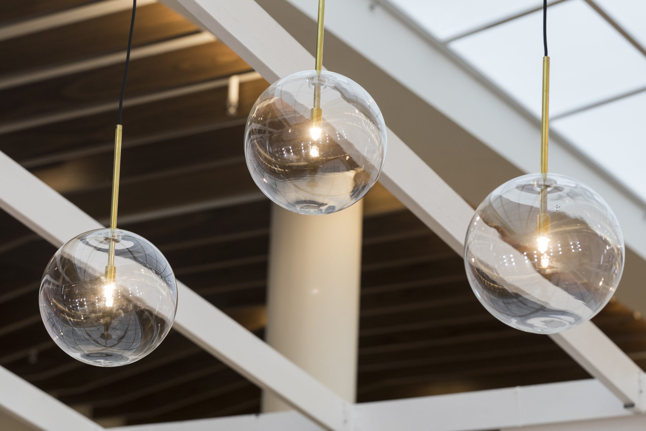 The Wedding Day Photography - White wedding tables with pendants above