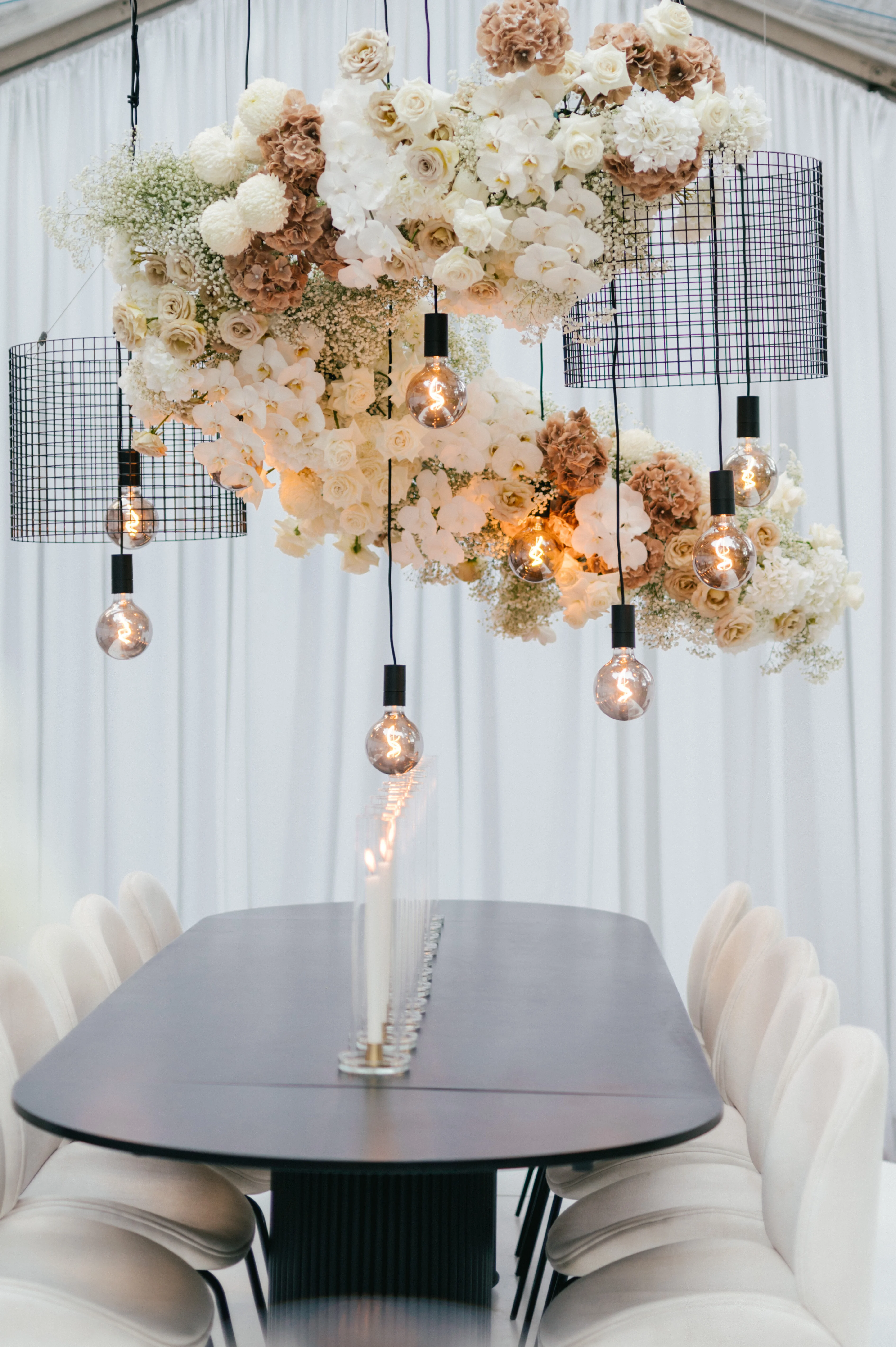 Waterfall Lighting with Florals